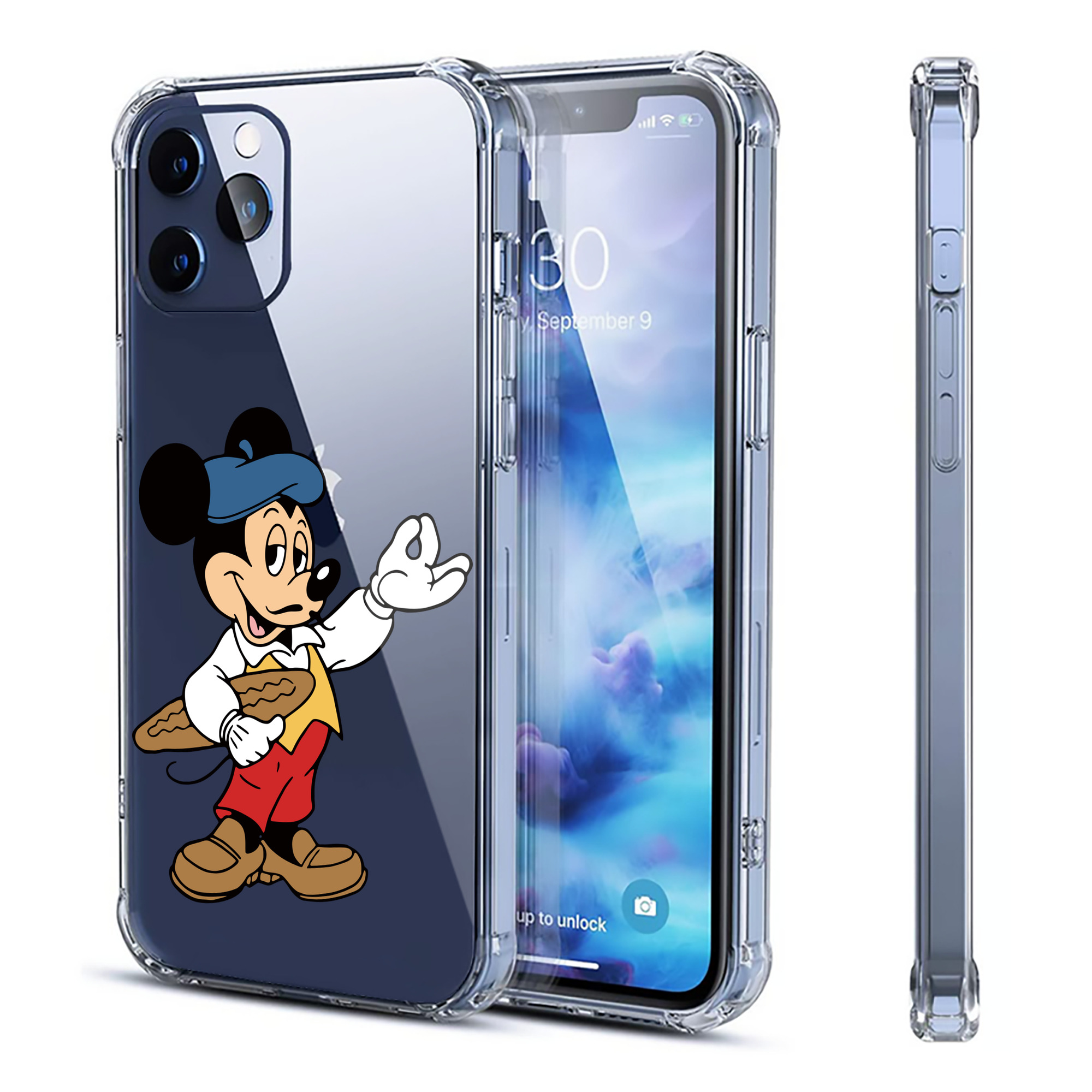 （画像用） ミッキーマウス Mickey Mouse 【iPhone 12シリーズ対応】透明スマホケース（クリアソフトケース）
